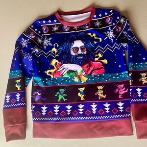 Grateful Dead-Jerry Garcia Printed Ugly Christmas Sweatshirt